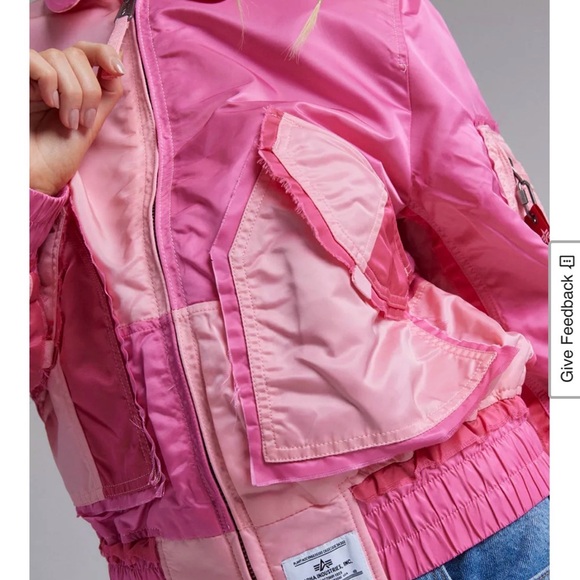 NWT Alpha Industries CWU 45/P Pink Rose Colorblock Bomber Jacket Small Y2K - Picture 7 of 13
